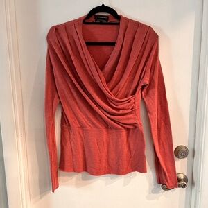 Something Navy Pink Draped Wrap Front Pink Blouse Size M